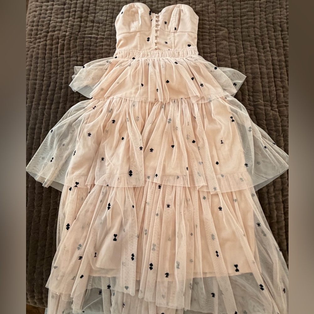 Anthropologie Strapless Blush Dress with Black Accents - Picture 4 of 5